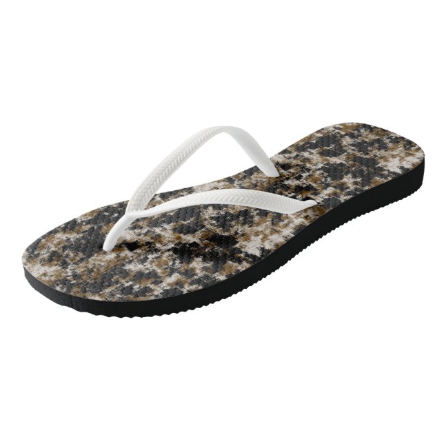 Schwarzes Gold und Weiß abstrakt Flip Flops (Schrägansicht)