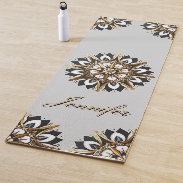 Schwarzes Gold und weißes geometrisches Design Yogamatte (Beispiel)