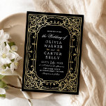 Schwarzes Gold verziert romantische Hochzeit Einladung<br><div class="desc">Elegantes,  Vintages verziertes Rahmendesign in Imitaten goldfarben auf farbenprächtigem schwarzen Hintergrund,  romantisch und raffiniert,  ideal für eine alte Hochzeit,  romantische formelle Hochzeit und luxuriöse Winterhochzeit. Sehen Sie sich alle passenden Stücke in der Sammlung an.</div>