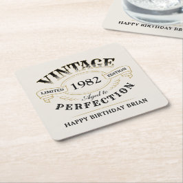 Schwarzes Gold Vintag bis zum perfekten Geburtstag Rechteckiger Pappuntersetzer