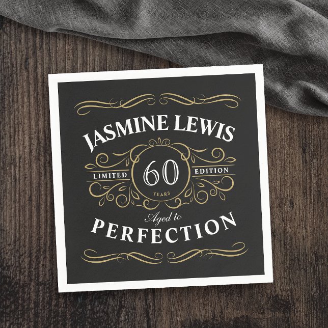 Schwarzes Gold Vintag bis zum perfekten Geburtstag Serviette (Black Gold Vintage Aged To Perfection birthday Napkins)