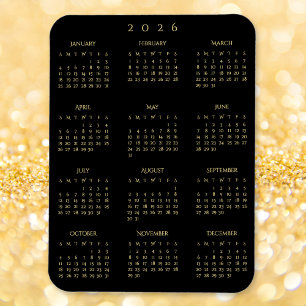 Schwarzes Gold Volljahreskalender 2026 Kühlschrank Magnet