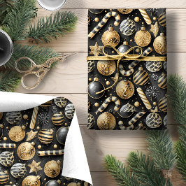 Schwarzes Gold Weihnachtsmuster#12 ID1009 Geschenkpapier