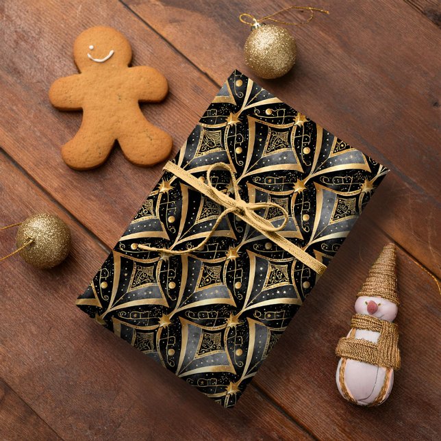 Schwarzes Gold Weihnachtsmuster#15 ID1009 Geschenkpapier (Von Creator hochgeladen)