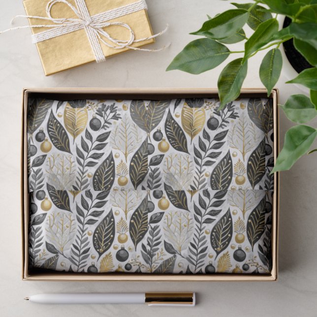 Schwarzes Gold Weihnachtsmuster#21 ID1009 Seidenpapier (Geschenk)