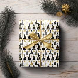 Schwarzes Gold Weihnachtsmuster#25 ID1009 Geschenkpapier