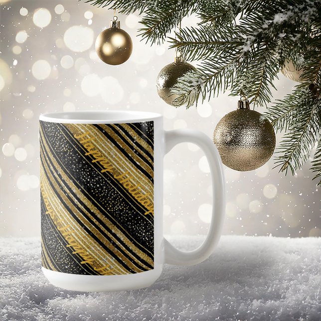 Schwarzes Gold Weihnachtsmuster#28 ID1009 Kaffeetasse (Von Creator hochgeladen)