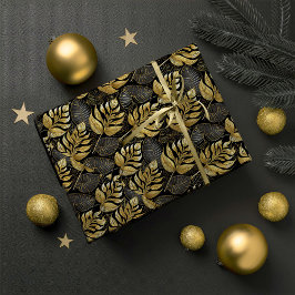 Schwarzes Gold Weihnachtsmuster#29 ID1009 Geschenkpapier