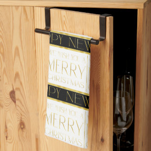 Schwarzes Gold Weihnachtsmuster#35 ID1009 Geschirrtuch