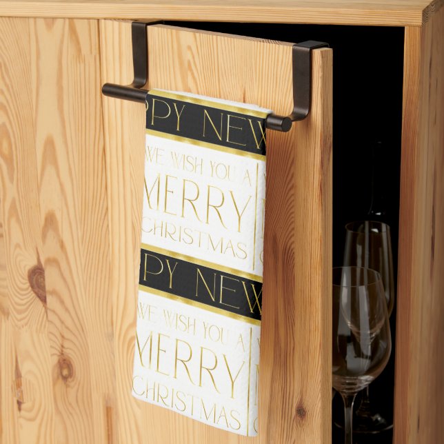 Schwarzes Gold Weihnachtsmuster#35 ID1009 Geschirrtuch (Drittel gefaltet)