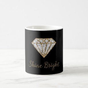 Schwarzes Gold Weißer Funkel Diamant Kaffeetasse
