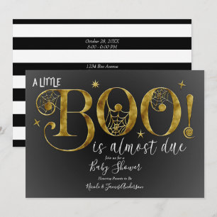 Schwarzes Gold weißes BOO elegante Babyparty Einladung