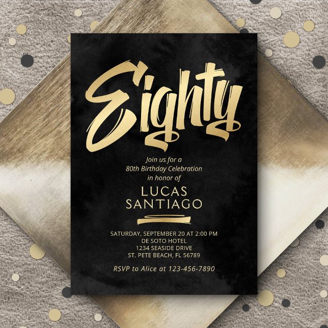 Schwarzes Gold zum 80. Geburtstag Einladung (Von Creator hochgeladen)