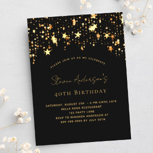 Schwarzes Gold zum Geburtstag - elegantes Party Einladungspostkarte