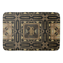 Schwarzes GoldArtDeco geometrische Badematte