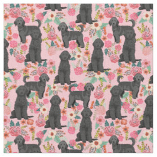 Schwarzes Golden Doodle Vintage Blumen rosa Stoff