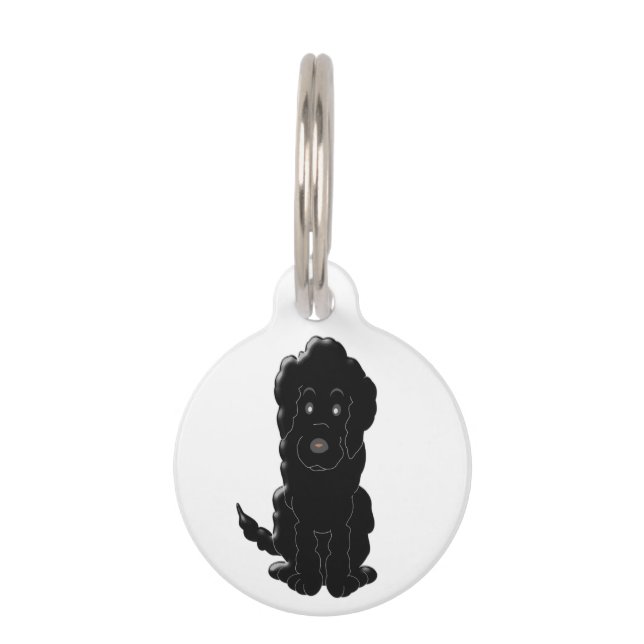 Schwarzes Goldendoodle Dog Design Personalisiert Haustiermarke (Vorderseite)