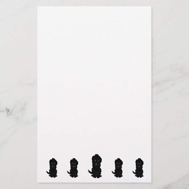 Schwarzes Goldendoodle-Hund-Design Briefpapier (Vorderseite)