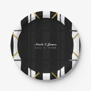 Schwarzes & Goldenes Chic Glam Geometrisches Party Pappteller