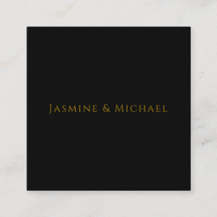 Schwarzes & Goldenes Cute Minimalist Eigenname Begleitkarte