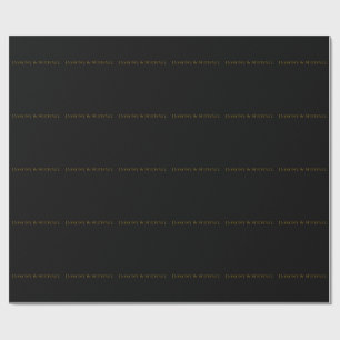 Schwarzes & Goldenes Cute Minimalist Eigenname Geschenkpapier