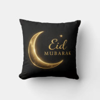 Schwarzes & goldenes Eid Mubarak-Dekokissen – Rama