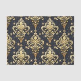 Schwarzes & Goldenes funkelndes königliches floral Seidenpapier