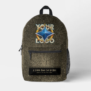 Schwarzes & goldenes Glitter-Glam-Stil-Unternehmen Bedruckter Rucksack