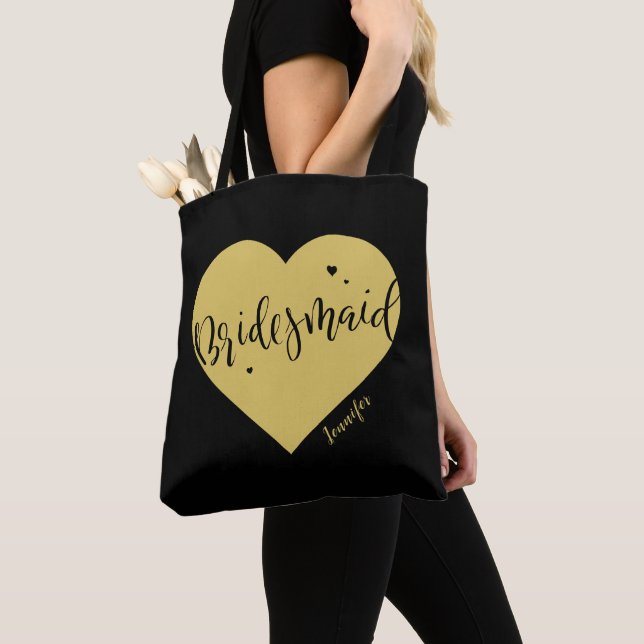 Schwarzes goldenes Herz und Drehbuch personalisier Tasche (Von Nahem)