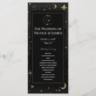 Schwarzes & Goldenes Himmelsmond Sterne Hochzeitsp Programm