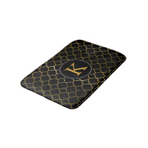 Schwarzes Goldfolien-Blick-Marokkaner Quatrefoil Badematte
