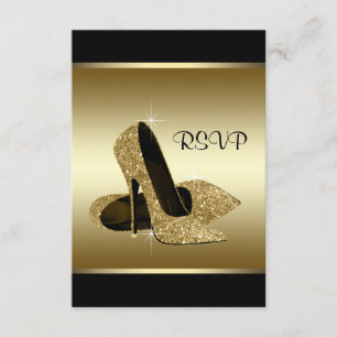 Schwarzes Goldhohe Fersen-Schuh UAWG RSVP Karte