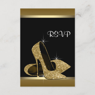 Schwarzes Goldhohes Heels UAWG RSVP Karte