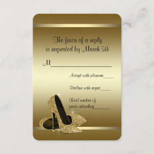 Schwarzes Goldhohes Heels UAWG RSVP Karte