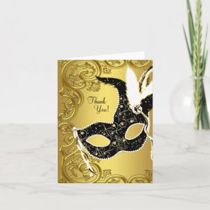 Schwarzes Goldmaskerade-Party danken Ihnen Karten