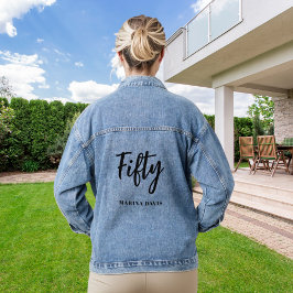 Schwarzes Goldnamensskript 50. Geburtstag Jeansjacke