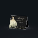 Schwarzes Goldschein-Kleid Quinceanera danken Dankeskarte<br><div class="desc">Zusammenpassende Quinceanera Sammlung im kleinen Bayleigh Speicher!</div>