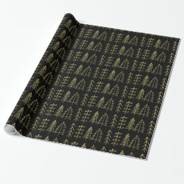 Schwarzes Goldweihnachtsbaum-Muster modern Geschenkpapier