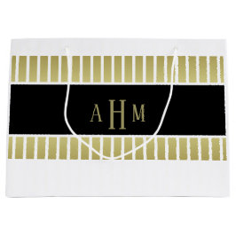 Schwarzes Goldweißer Monogramm-Streifen Große Geschenktüte