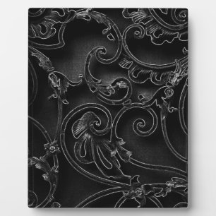 Schwarzes gotisches Barock-Swirlmuster Fotoplatte