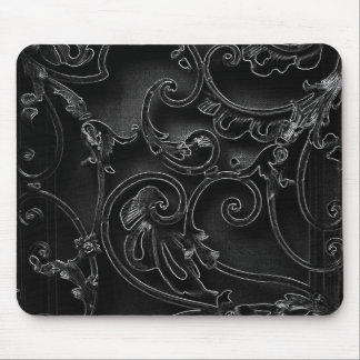 Schwarzes gotisches barockes Strudelmuster Mousepad