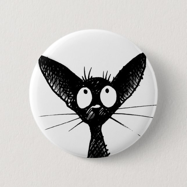 schwarzes gotisches Katzenknopf-Abzeichen Button (Vorderseite)