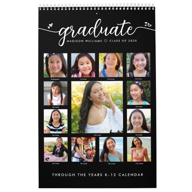 Schwarzes Graduate K-12 Script FotoCollage 15 Mona Kalender (Titelbild)