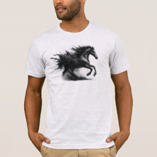 Schwarzes Grafik-T-Shirt mit galoppierendem Pferd T-Shirt