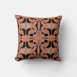 Schwarzes Grau auf Burnt Orange Large Tiles Patter Kissen