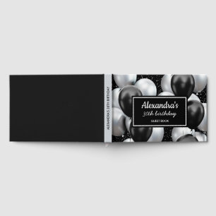 Schwarzes Graues Ballon Chic Geburtstag Gästebuch
