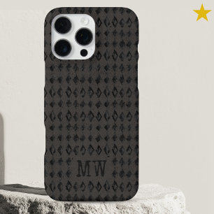 Schwarzes Graues Kritzel-Diamant-Muster Benutzerde iPhone 16 Pro Max Hülle