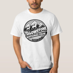 Schwarzes graues Logo Yellowstone Nationalpark T-Shirt
