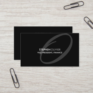 Schwarzes graues modernes elegantes Monogramm Visitenkarte