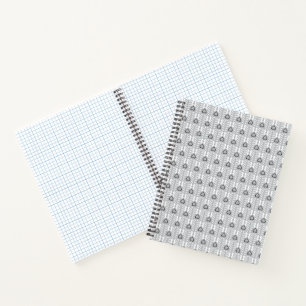 Schwarzes graues ornamentales Feder Muster Notizbuch